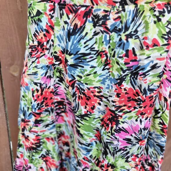 JG Hook Women’s 18W Dress Linen Floral Fit & Flare Midi Belted Short Sleeve - Picture 2 of 8